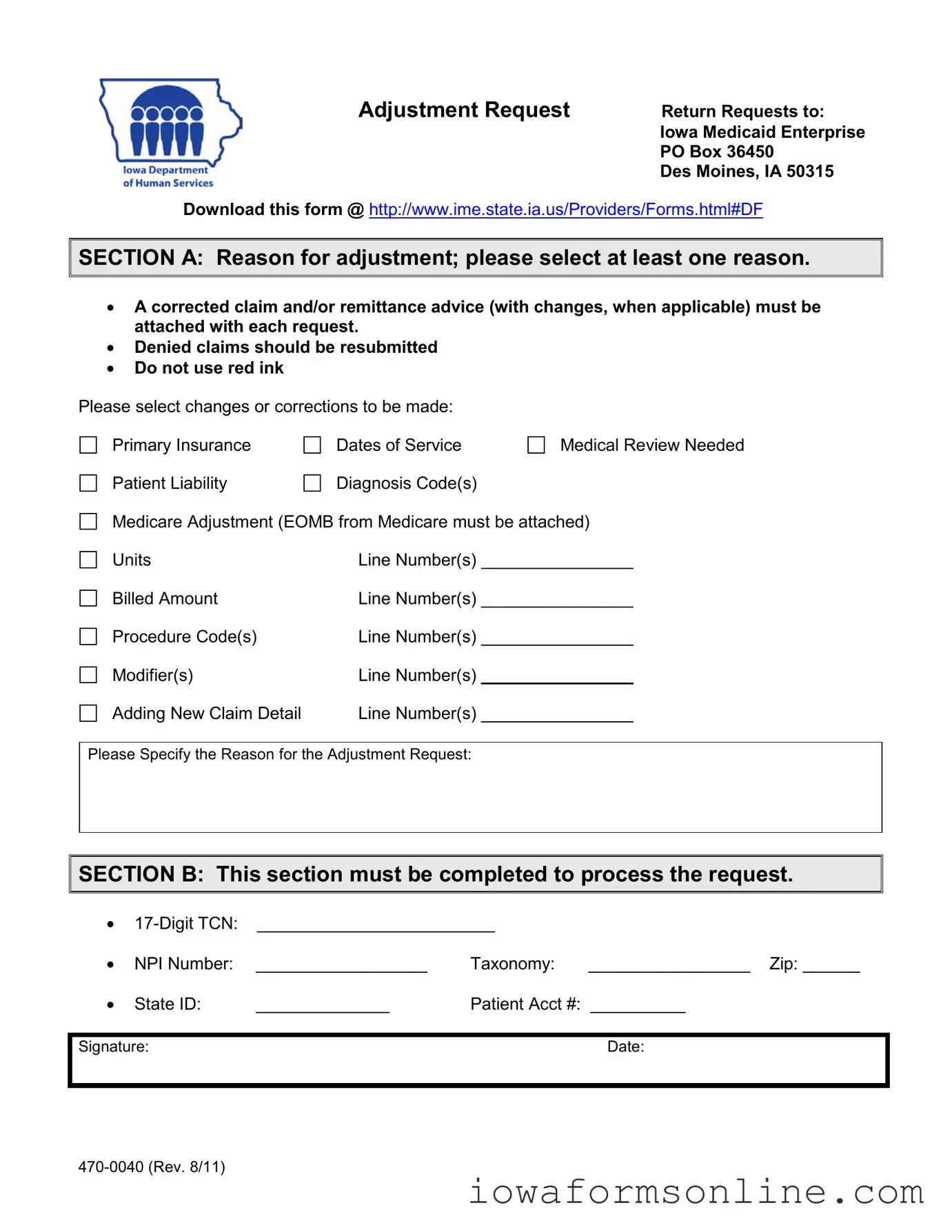 Fill a Valid Iowa 470 0040 Template