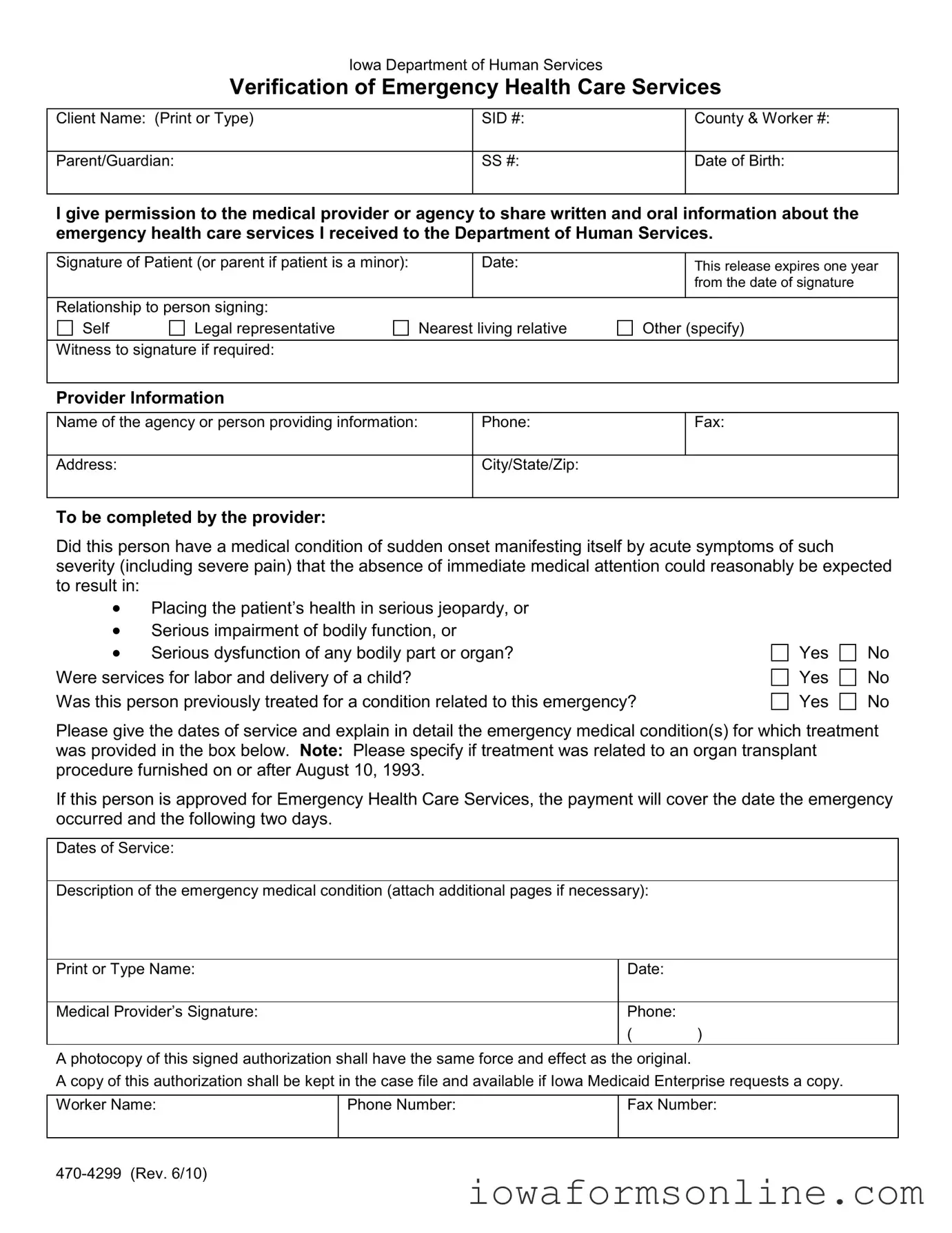 Fill a Valid Iowa 470 4299 Template