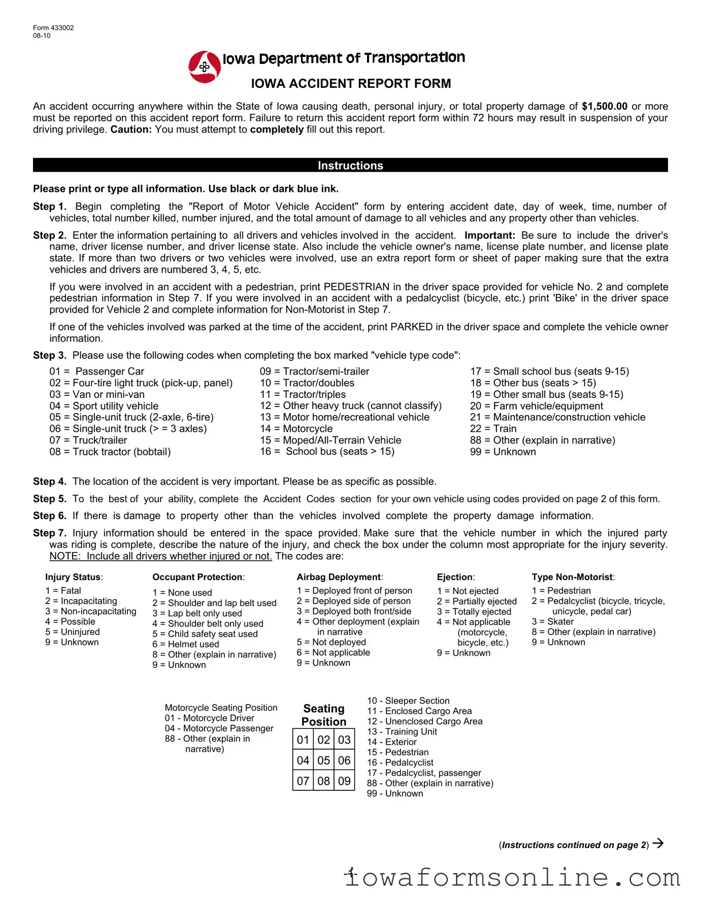 Fill a Valid Iowa Accident Report Template