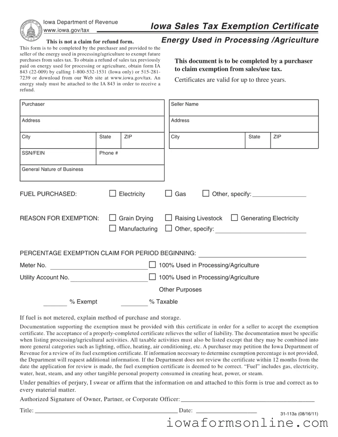 Fill a Valid Iowa Resale Certificate Template