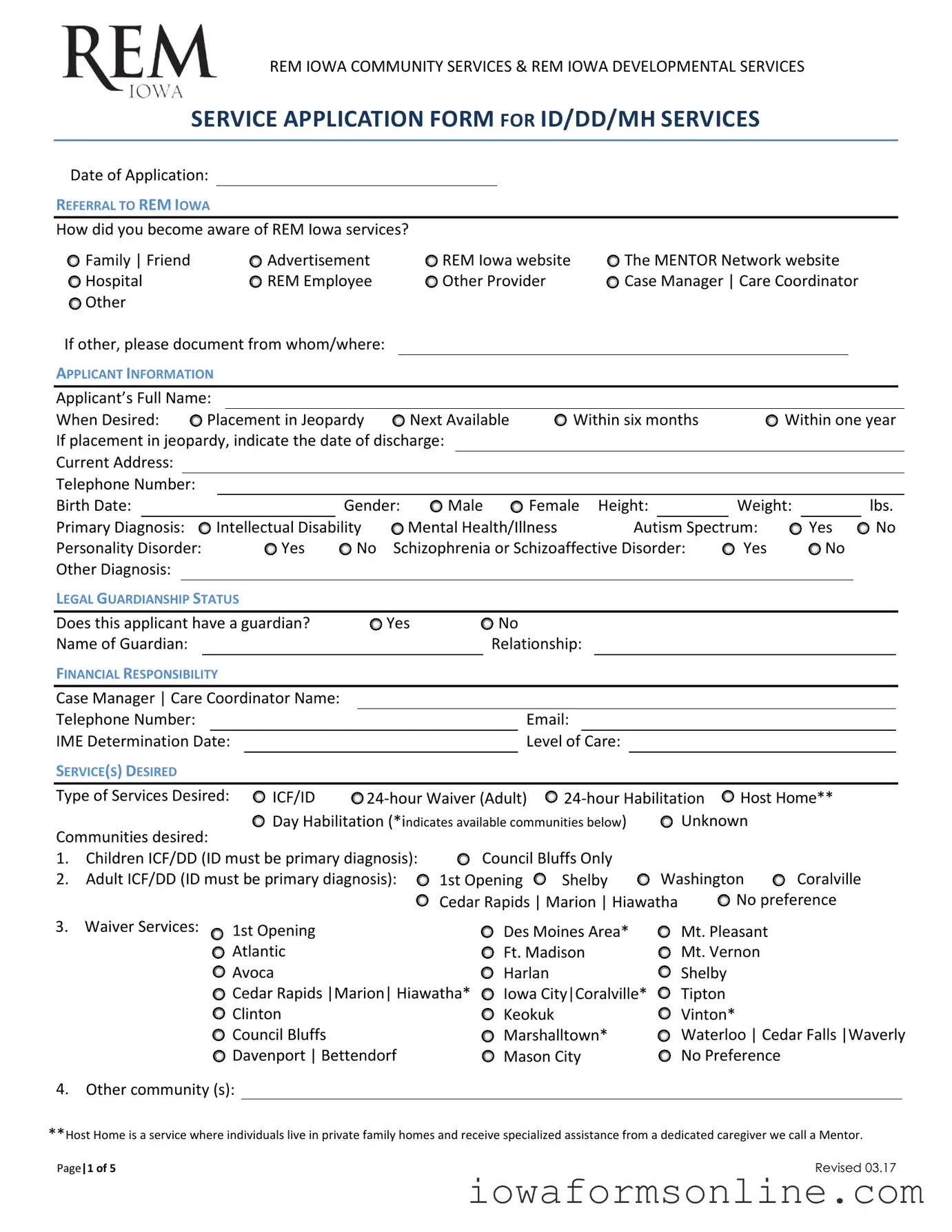 Fill a Valid Rem Iowa Service Application Template