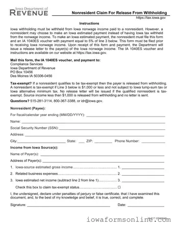 Fill a Valid Iowa 44 017B Template