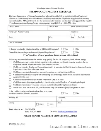 Fill a Valid Iowa 470 3361 Template