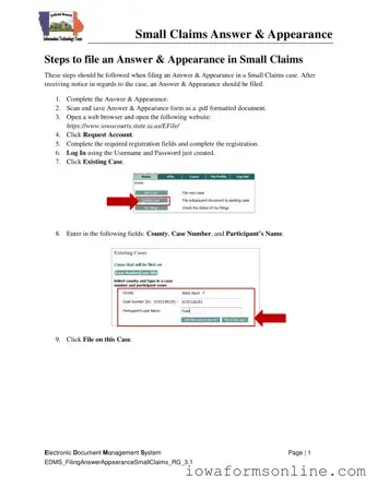 Fill a Valid Iowa Appearance and Answer Template