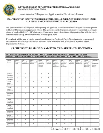 Fill a Valid Iowa Electrician License Application Template