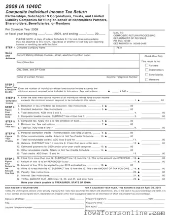 Fill a Valid Iowa Ia 1040C Template