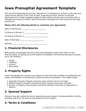 Blank  Prenuptial Agreement Template for Iowa