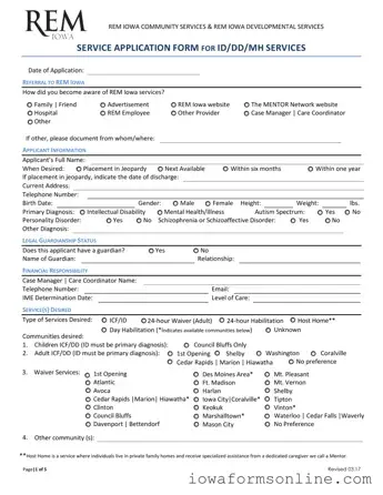Fill a Valid Rem Iowa Service Application Template